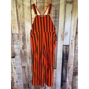 Game Bibs Orange Black Striped Overalls Game Day Tailgate Football Large NWT